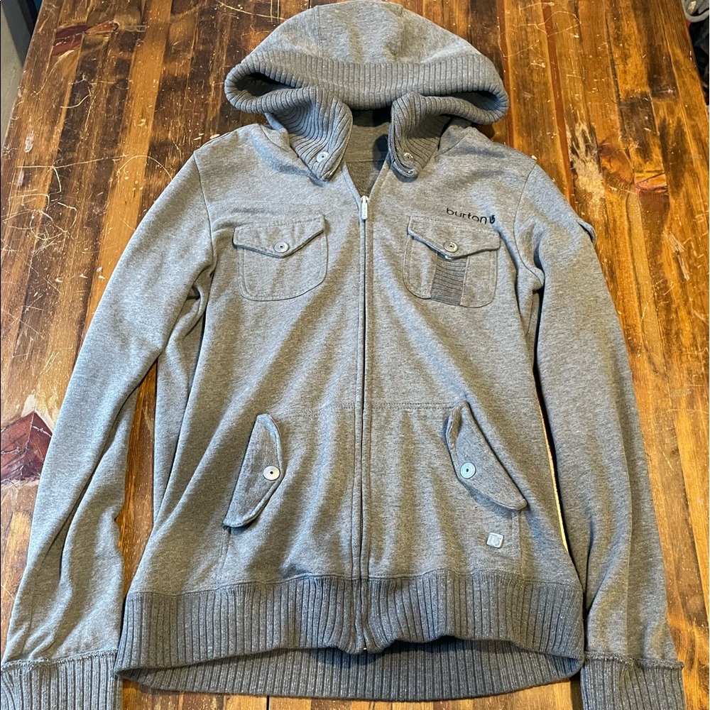 Burton full zip hoodie jacket gray size M